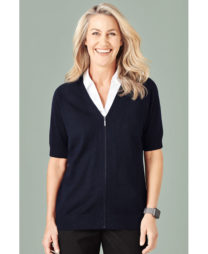 Biz Care Womens Zip Front S S Cardigan Healthcare Cardigans