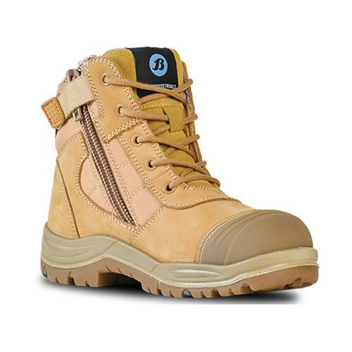 Hip Pocket Workwear - Dakota - Ladies Wheat Nubuck Zip / Lace Safety Boot