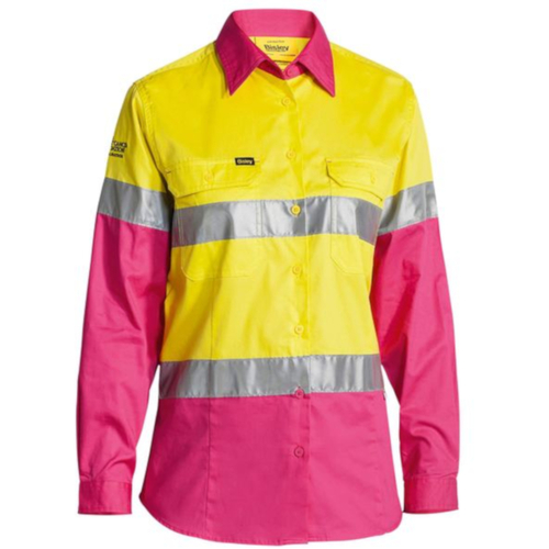 Womens Taped Hi Vis Cool Lightweight Drill Shirt