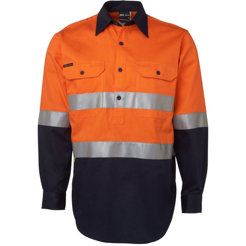 Hip Pocket Workwear - JB's HI VIS (D+N) CLOSE FRONT L/S SHIRT 190G