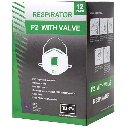 Hip Pocket Workwear - JB's P2 RESPIRATOR WITH VALVE (12PC)