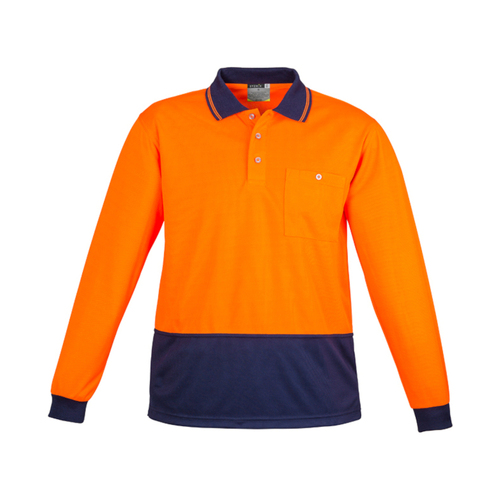 Hip Pocket Workwear - Unisex Hi Vis Basic Spliced L/S Polo