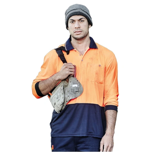 Hip Pocket Workwear - Unisex Hi Vis Basic Spliced L/S Polo