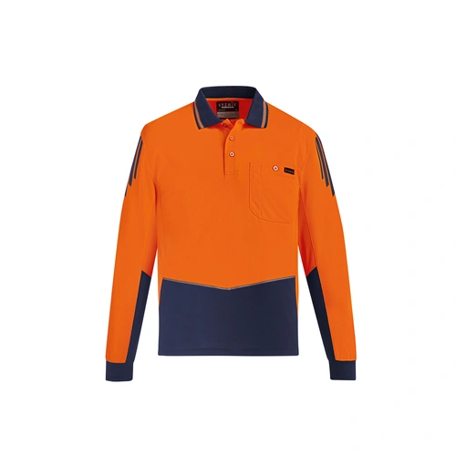 Hip Pocket Workwear - Mens Hi Vis Flux L/S Polo