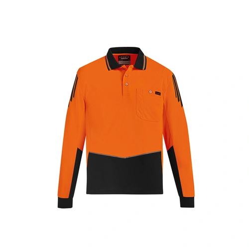 Hip Pocket Workwear - Mens Hi Vis Flux L/S Polo