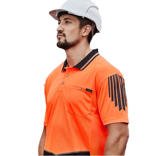 Hip Pocket Workwear - Mens Hi Vis Flux S/S Polo