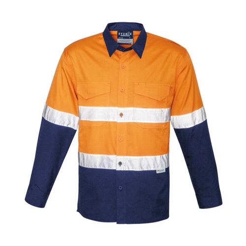 Hip Pocket Workwear - Mens Rugged Cooling Hi Vis Taped L/S Shirt