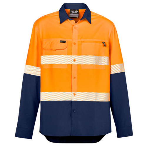 Hip Pocket Workwear - Mens Hi Vis Outdoor Segmented Tape L/S Shirt